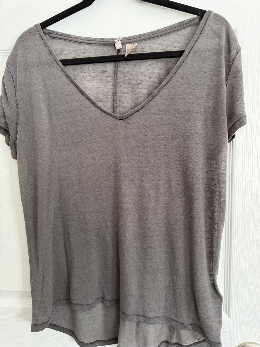 H&M Gray V-Neck Short Sleeve Tee